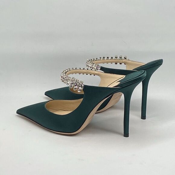 Jimmy Choo Bing 100 Satin Mules With Crystal Strap size 40.5 - Picture 12 of 16